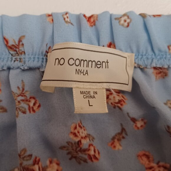 Women's No Comment Blue Floral Daisy Duke Southern Country Off Shoulder Sz Large - Picture 9 of 12